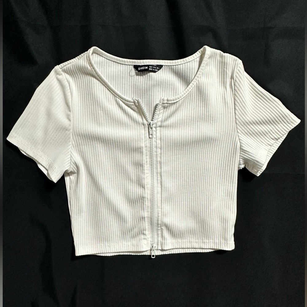 SHEIN Dual Zipper Crop Top Size S